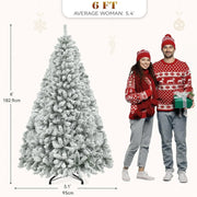 6ft Snow Flocked Artificial Full Christmas Tree Pine Tree with 880 Branch Tips