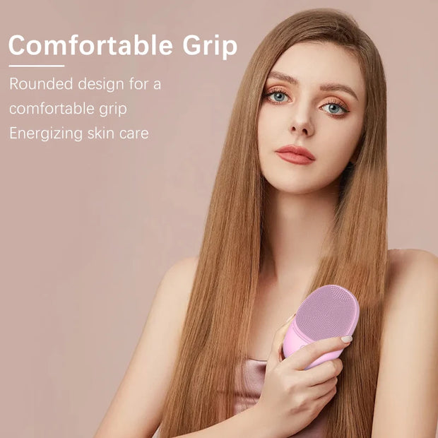 Electric soft silicone facial cleanser, cleansing brush, sonic vibration unloading cleansing brush, deep cleaning facial cleanse