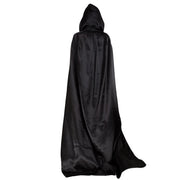 Sorcerer Long Shirt Hooded for Adults and Children Halloween Cosplay Costumes Black Vampire Death Wizard Witch Robe Devil Dress