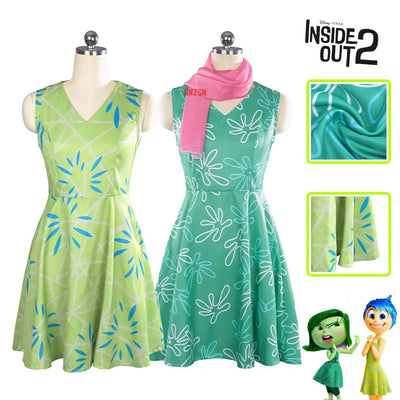 Inside Out Disgust Joy Cosplay Costume Women Dress Uniform Suit Halloween Carnival Party Role Play Full Set for Adult Kids Cos