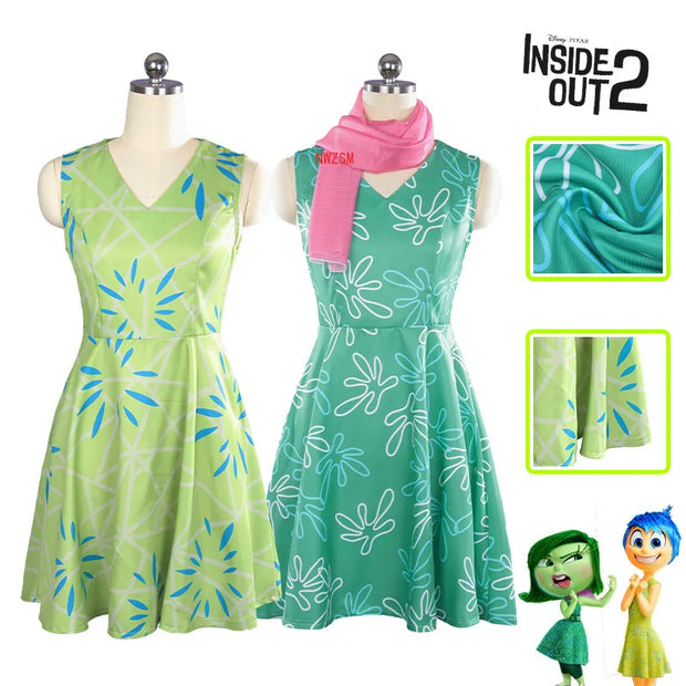Inside Out Disgust Joy Cosplay Costume Women Dress Uniform Suit Halloween Carnival Party Role Play Full Set for Adult Kids Cos