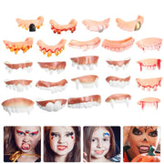 24pcs Halloween Fake Teeth Playthings Horrific Zombie Teeth Funny Party Denture Props Fake Teeth Halloween Ugly Teeth Toys Set