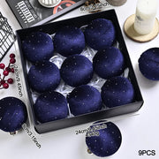 8cm 9pcs Silk Velvet Christmas Ball Ornaments Luxury Dot Christmas Tree Party Decoration Set Christmas Spheres Pendant 2025 New