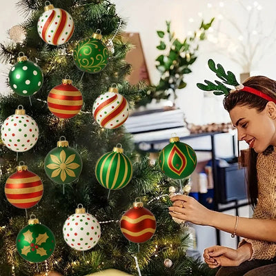 10 Christmas ball-shaped ornaments for decorating trees, made of plastic hollow panels and rods, Christmas decorations