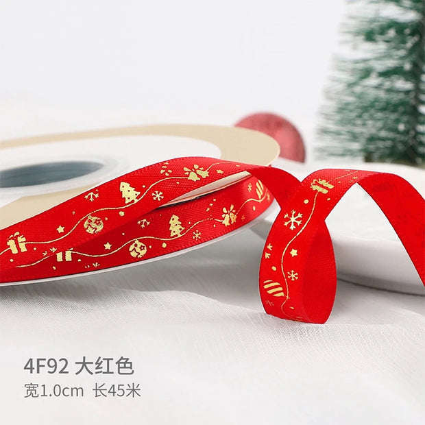 5Yards Christmas Ribbon Printed Christmas Polyester Ribbon For Handmade Design Christma Decoration DIY Cake Bouquet Gift Packing
