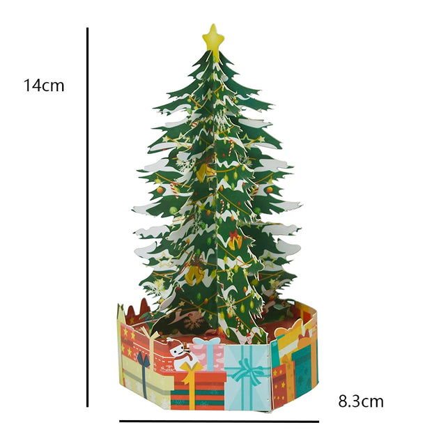 Merry Christmas Cards Christmas Tree Winter Gift Pop-Up Cards Christmas Decoration  Stickers Laser Cut New Year Greeting Cards