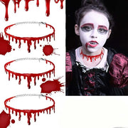 Halloween Decoration Horror Blood Drip Collar Necklace teething set Fake Blood Vampire Joker Choker Gothic Costume Red Necklaces