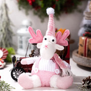 Christmas Decorations: Pink Sequined Scarf, Snowman, Pink Overalls, Reindeer, Pink Sequined Pointed Hat, Santa Claus Home Decor