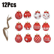 12/24Pcs Christmas Wooden Ornament Hanging Decorations Xmas Bell Shaped Pendant DIY Christmas Tree Craft Decor For Home New Year