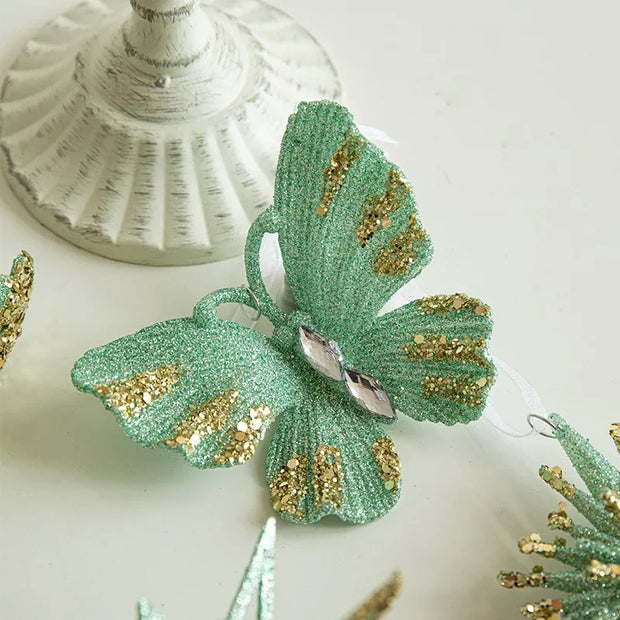 Christmas Decorations Christmas Tree Ornaments Green Butterfly Snowflake Decorations and Home Christmas Party Decorations