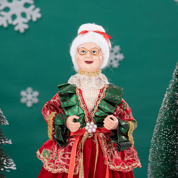 Christmas Tree Decor Sequin Mrs Claus Figurines Home Decoration Christmas Holiday Collection 48CM Standing Grandma Santa Claus