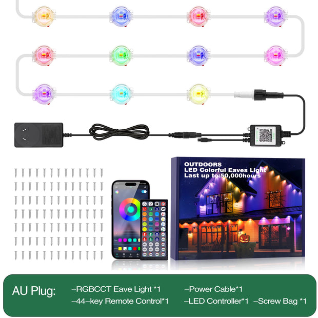RGB Eaves Lights Smart Bluetooth APP Permanent Outdoor Music Sync Light Waterproof Christmas LED Strings 15M 30M 60M 90M 150M
