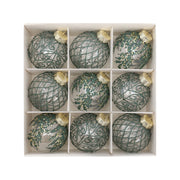 9Pcs 8cm Wine Red Christmas Ball Ornaments Dark Green White Christmas Tree Party Decoration New Christmas Spheres Pendant