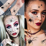 10PC Large 3D Spider Temporary Tattoos Scary Halloween Makeup Kit For Women Adults Kid Halloween Decal Fake Face Tattoos Sticker