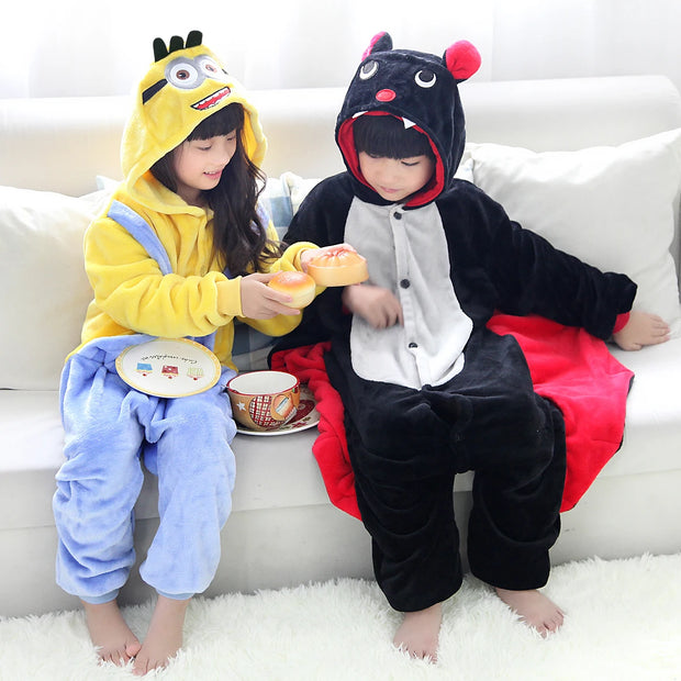 Kigurumi Bat Minion Cartoon Onesies Kids Children Animal Pajamas Girls Boys Anime Cosplay Costumes For Christmas Halloween Party