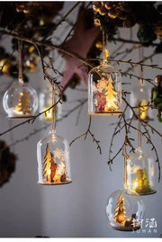Luminous Lamp Hanging Decorations Christmas Ornaments Glass Lamp Balls Hanging Balls Santa Claus Reindeer Snowman Ornaments