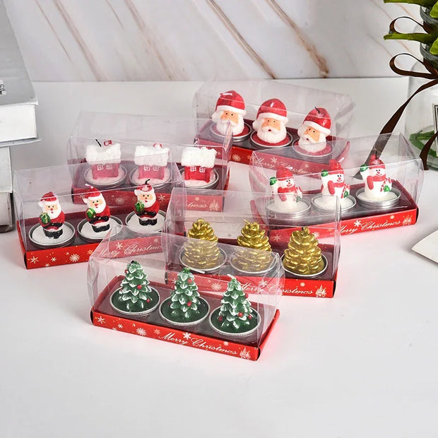 Mini Xmas Candles Navidad New Year Gifts Christmas Candles Santa Claus Snowmen Tin Cans Candle Christmas Decorations for Home