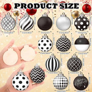 8/6/5/4/3cm Christmas Balls Black White Hand-Painted Hanging Ball Xmas Tree Pendants Ornaments Home Decor 2025 New Year Gifts