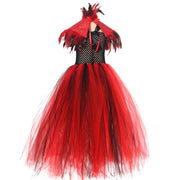 2025 Halloween Vampire Costume for Girls Devil Witch Gothic Mesh Clothes Demon Vampires Queen Cosplay Carnival Party Dress Set