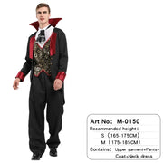 Halloween Male Vampire Cosplay Costume with Shirt/ Pants/ Vest/ Cloak，Men's Carnival Party Devil Dress Up