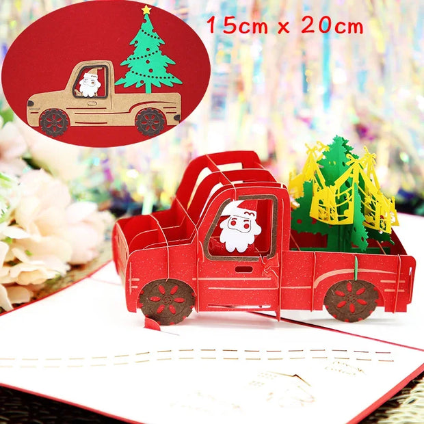 3D Pop UP Santa Cards Marry Christmas Greeting Cards Party Invitations Gifts New Year Greeting Card Anniversary Gifts Postcard