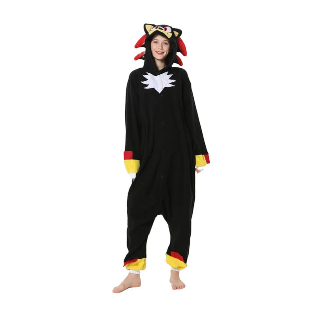 Anime Jumpsuit Cartoon Sleepwear Shadow Hedgehog Pajama Party Halloween Performance Suit Blue Home Wear Hooded Cosplay Costumes