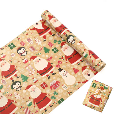 1 Roll 17inch x590inch  Christmas Gift Wrapping Paper kraft paper Xmas Wrapping Paper Rolls for Christmas Gift Boxes Wrap