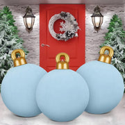 3 Pcs 32 Inch Giant Velvet Christmas Inflatable Balls Ornament with Flocked Design for Outdoor Holiday Yard Decor Perfect for W