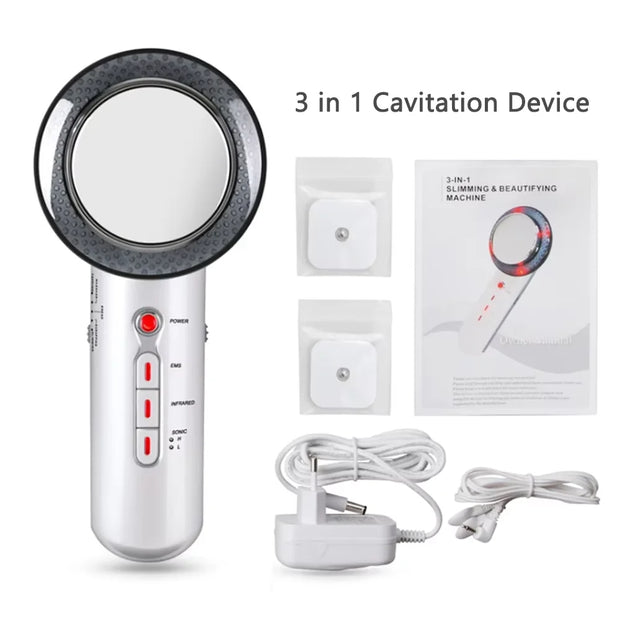 3 in 1 Cavitation Ultrasonic Machine Weight Loss Microcurrent EMS Body Slimming Massager Fat Burner Cream Gel