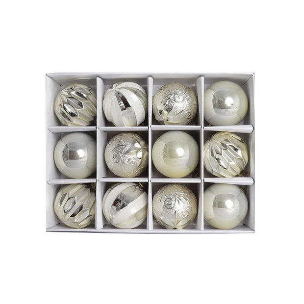 6cm 12/16pcs Christmas Ball Ornaments Printed Purple Red Christmas Tree Party Decoration New Year Christmas Spheres Pendant 2025