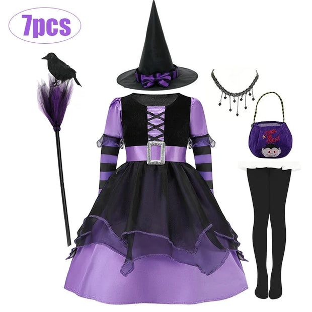 Girls Cospaly Ghost Bride Black Red Costume Kids Corpse Bride Costumes Children Vampire Toddler Punky Halloween Witch Costume