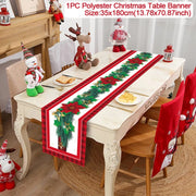 Christmas Table Runner Cloth Merry Christmas Table Decor for Home 2024 Tablecloth Xmas Ornament Navidad Natal New Year Gift 2025