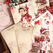 16cards, 4envelopes, 32stickers Christmas Squirrel Double-sided Postcard, for Scrapbooking Supplies, Paper Craft, Greetingcard