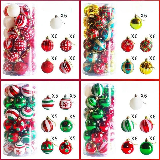 30pc Christmas Ball Decorative Pendant Drum 6cm Plastic Electroplated Painted Christmas Ball Christmas Tree Decoration Pendants