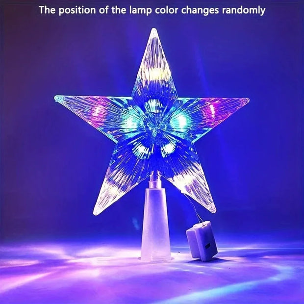 15cm Christmas Decoration Glowing Tree Topper Glitter Shining Star Xmas Tree Ornaments for Home Decor Navidad New Year 2026 Gift