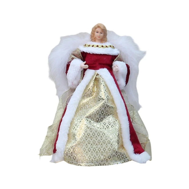 Christmas Tree Toppers Girl Shaped Ornament Angeled Statue Plush with feather Wing  Angeled Decorations for Party Supplies
