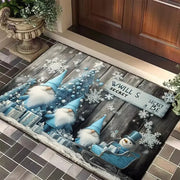 Christmas Gnome Door Mat Plaid Pattern Welcome Rug Festive Home Decor Mat Waterproof Non Slip Floor Protector for Xmas Entrance