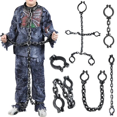 1Set Halloween Fake Chains Haunted House Horror Props Home Decoration Prisoner Costume Cosplay Accessories Plastic Link Chains