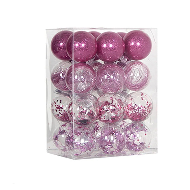 24pcs 6CM Christmas Ball Set Shatterproof Delicate Christmas Tree Decoration Pendant Transparent Waterproof Hanging Ornament