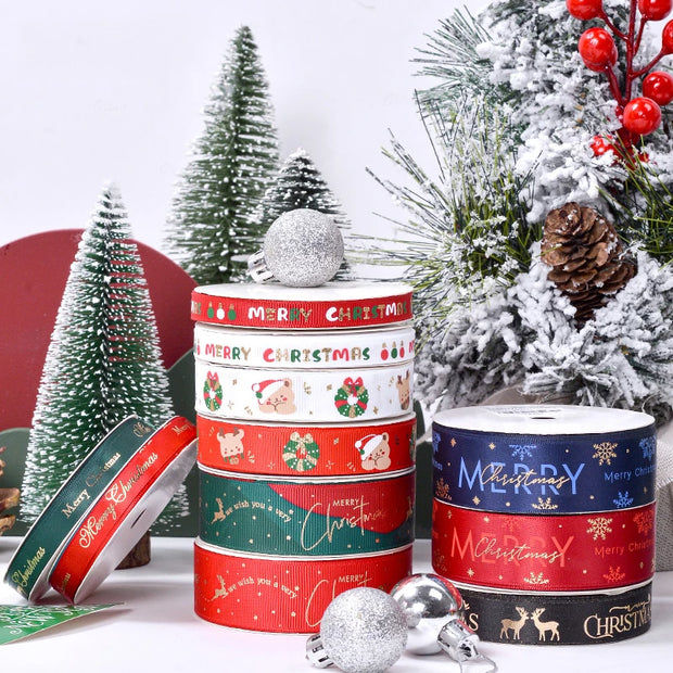 10 Yards/Roll Christmas Series Ribbon Festive Atmosphere Tree Decoration Xmas Gifts Packaging DIY Handmade material Cake Baking