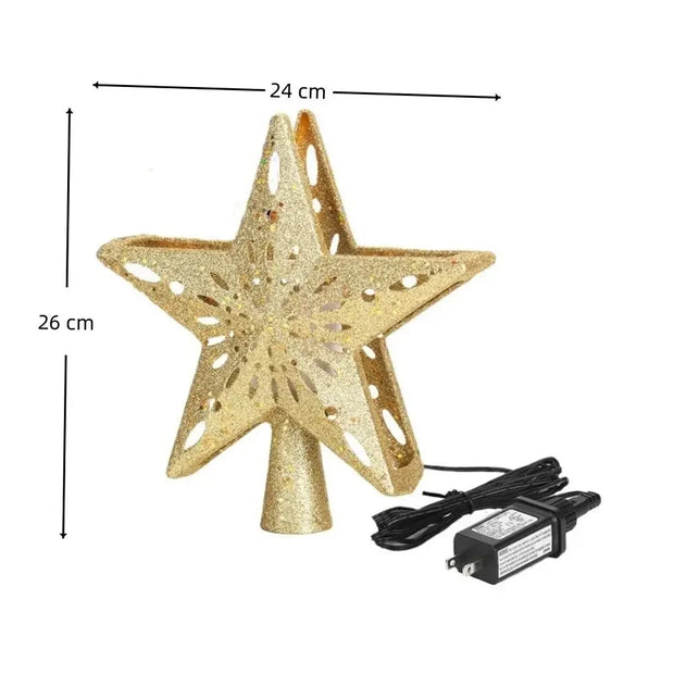 Christmas Tree Topper Lighted Snowflake Tree Topper Rotating LED Snowflake Projector 3D Glitter Projector for Xmas Tree Decor