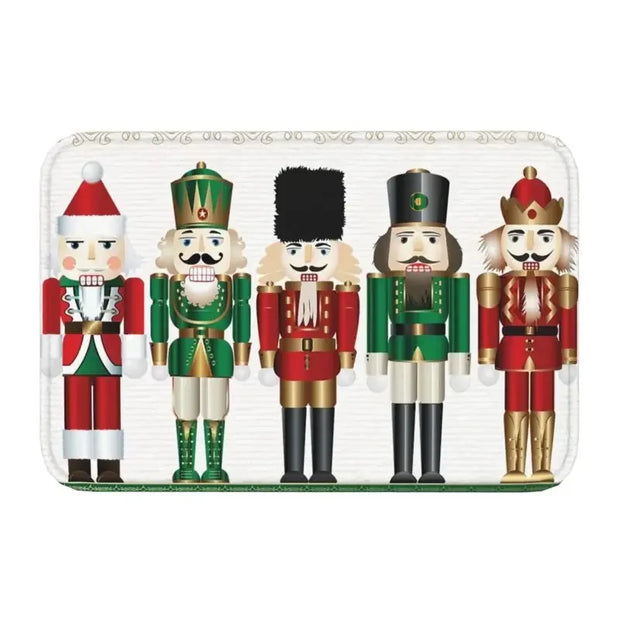 Nutcracker Doll Floor Door Kitchen Bath Mats Anti-Slip Indoor Christmas Soldier Toy Doormat Garage Entrance Rug Carpet Footpad