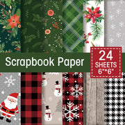 24pcs Christmas Decorative Scrapbook Paper,Christmas Gift Small Business Packaging,Cardmaking Craft For Journal Background Paper