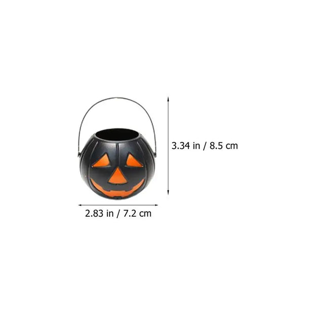 12Pcs Pumpkin Candy Bucket Decors Pumpkin Bucket Kids Candy Bucket Halloween Decorations And Props Black Mini Pumpkin Bucket