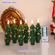 Christmas Tree LED Candles Green Led Candle Sticks with Timer Remote Control Christmas Tree 3D Flickering Flameless LED Candles