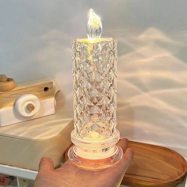 Led Candle Light Rose Pattern Projection Simulation Flameless Candle Lamp For Home Birthday Wedding Party Decoration Christmas