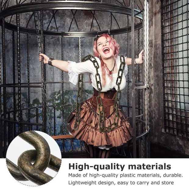Halloween Simulation Iron Chain Prop Decorative Chain for Halloween Party Men Women Fashion Jewelry Necklace Basic Punk Style