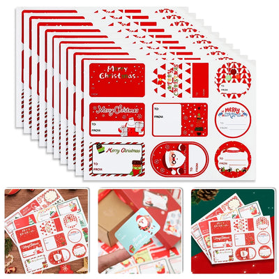 10 Sheets Merry Christmas Gift Name Tags Santa Claus Self-adhesive Present Label Stickers Gift Box Packaging Decor DIY Stickers