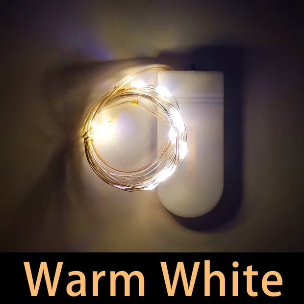 Mini LED String light 2M Silver Wire Fairy Lights for Garland Home Christmas Wedding Party Decoration Powered by CR2032 Battery
