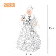 Christmas Tree Decor Sequin Mrs Claus Figurines Home Decoration Christmas Holiday Collection 48CM Standing Grandma Santa Claus